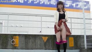 Japanese Crossdresser Outdoor Flashing.