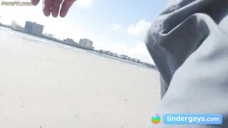 Jerking off on public beach-Big Cum Shot-Hairy Bear 4