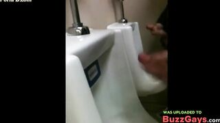 two slim dicks getting wanked at the urinals 4