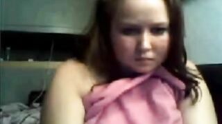 Chubby chick showing her tits on webcam