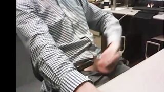 dad strokes cock at the office 3 4