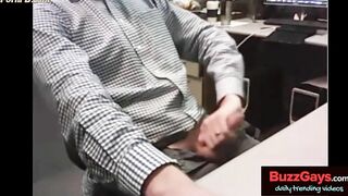 dad strokes cock at the office 3 4