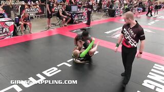 Professional headscissor mixed wrestling sporty girl domination