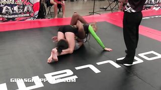 Professional headscissor mixed wrestling sporty girl domination