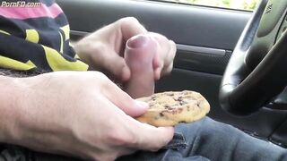 boy masturbates and squirts cum on biscuit cake 2