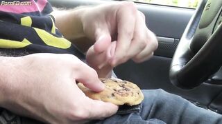 boy masturbates and squirts cum on biscuit cake 2