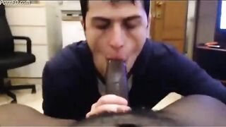 White Mexican Young Boy Sucking Black Cock Eating Cums 2