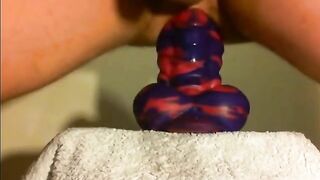 amateur Anal sex toy fun with flint the bad dragon !