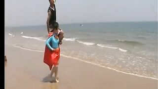 Asian Supergirl lift and carry