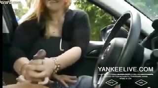 Dick massage in the car