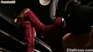 EllaKross - Slaves Licks My New Thigh-High Leather Boots Clean